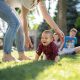 Children playing in backyard